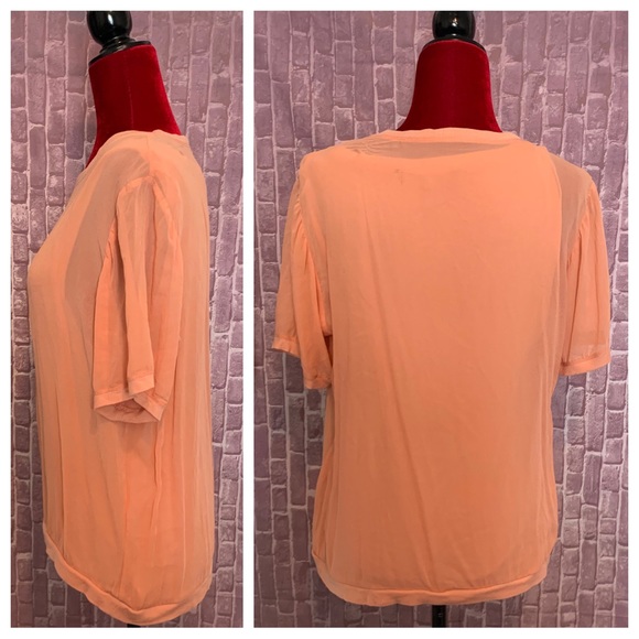 Blush Peach “Aja” Silk Chiffon Overlay/Tank Top Combo - Picture 3 of 11